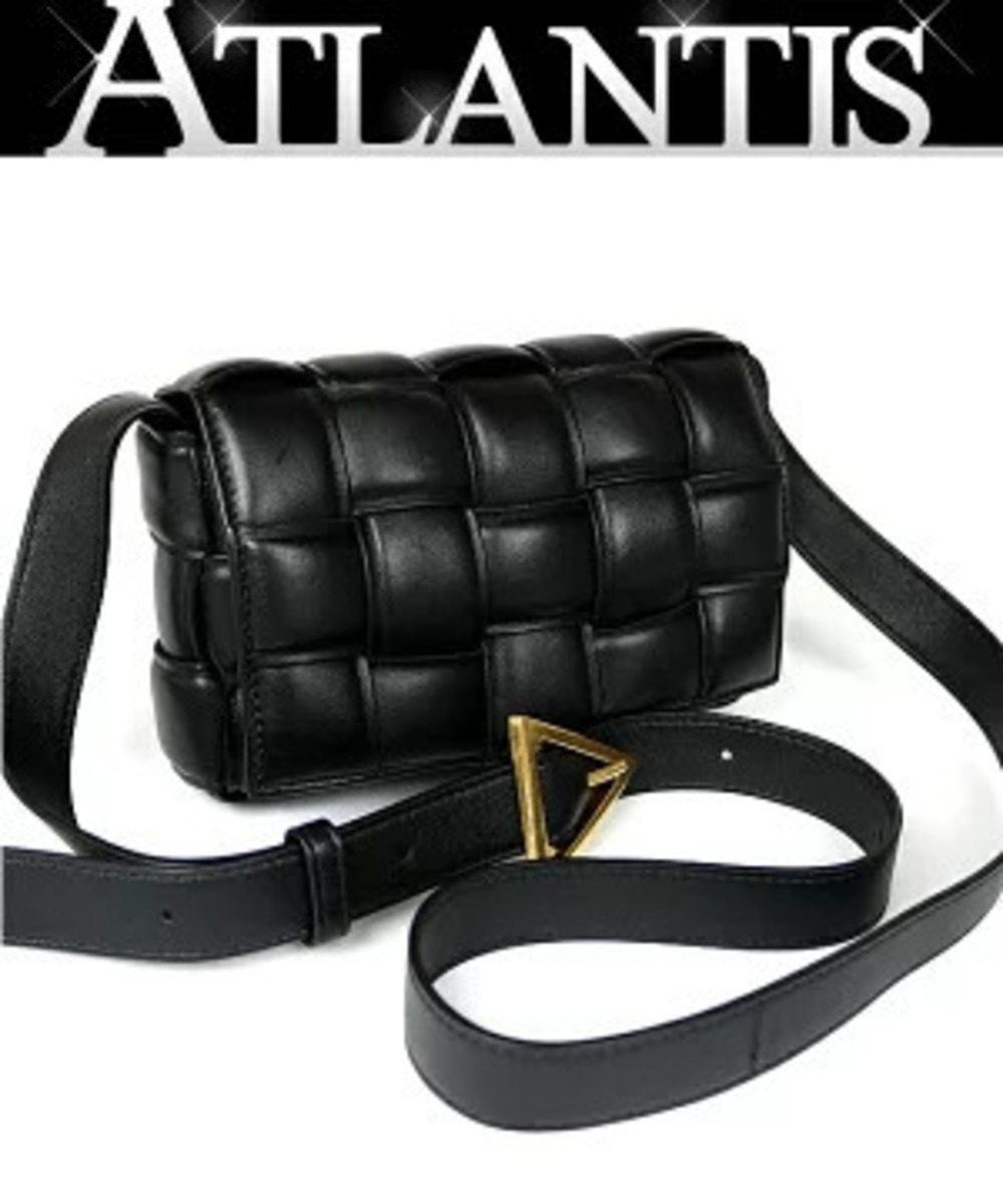 BOTTEGA VENETA Padded Cassette Shoulder Bag Leather Black